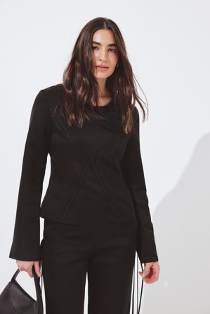 Jourdan Sloane x NA-KD Satin-Top mit Kordel-Detail - Oberteile - Schwarz - EU 36