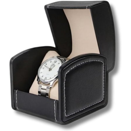 Enkel klokkeboks, egnet for reiser, laget av høykvalitets PU-lær