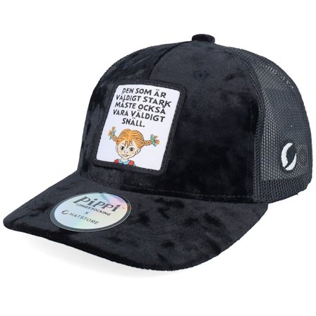 Pippi Långstrump - Svart trucker Keps - Kids Stark & Snäll Black Velvet Trucker @ Hatstore