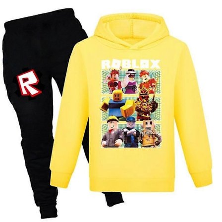 Julegaver Roblox 2 stk Spillmønster Hoodie og Buksesett Jenter Gutter Hettestropp Genser Pullover Topper Barn Tenåringer