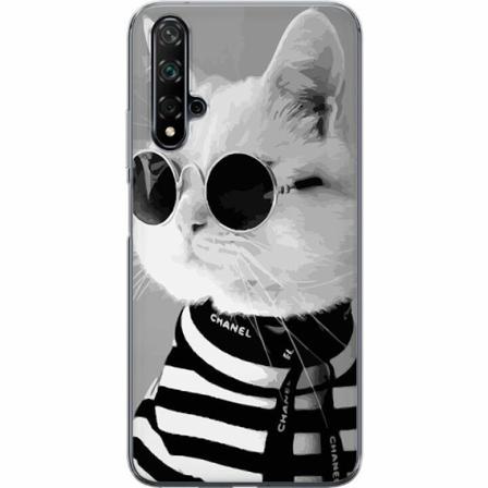 Huawei Nova 5t Genomskinligt Skal Fancy Cat