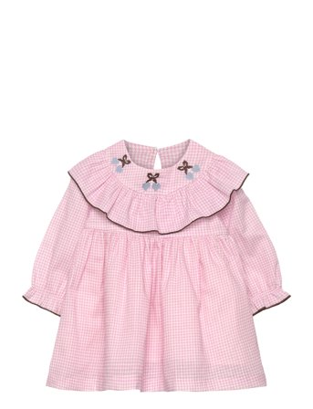Copenhagen Colors | Houndstooth Frill Dress W. Embroidery | 122