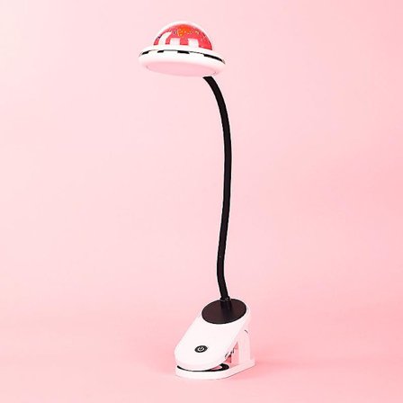 Clip-on skrivbordslampa för barn, rosa stjärnformad skrivbordslampa, USB-uppladdningsbar LED-clip-on läslampa med stjärnprojektion, 360° dimbar 4000K 