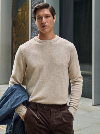 John Henric Men's Beige Pullover Relaxed Fit Size S