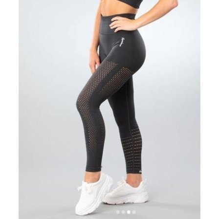 Mörkgrå Seamless Tights Leggings Mesh Gymshout Large