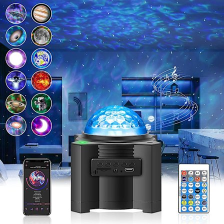 Tähtiprojektori Led, 15-värinen planetaarinen galaksiprojektori, kaukosäätimellä valaistu