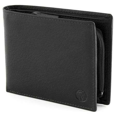 Black Inside Zip California Leather Wallet for Men - Wallets