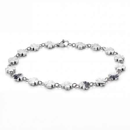 Clover | 7mm Silver‐Tone Stainless Steel Clover Bracelet for Men - Chain Bracelets