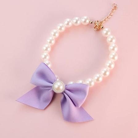 Pet Cats Kaulapanta, Kitten Pentu Korut, Kitten Dog Bell Kaulakoru Korut Pearl Lady Bow Lemmikkien kaulapannat, Pearl kaulahihna (XS 15-21cm-violetti)