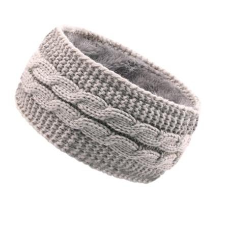 Höst och vinter plysch stickad hårband europeisk och amerikansk varm sport pannband öronmuffar light gray