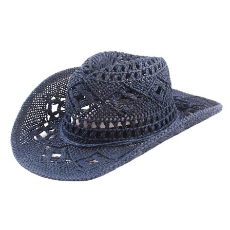 Cowboy Hat Klassisk Vintage Hullet Unisex Krøllet Kant Bred Skygge Mænd Sol Hat Fiskeri Hat