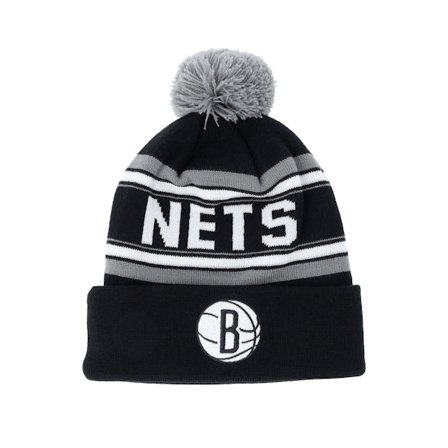 Outerstuff - NBA Schwarz pom Mütze - Kids Brooklyn Nets NBA Knit Black/Grey Pom @ Hatstore