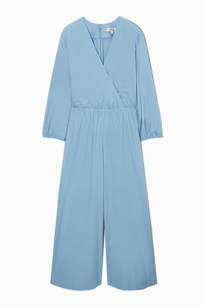 COS Femme Combinaison Jupe-Culotte Col V Dress in Bleu