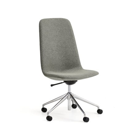 Stol LANGLEY, mellom, hjulstativ, børstet aluminum/grågrønn