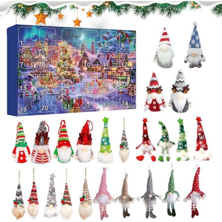 Tomte-Adventskalender, Jultomte-dukker og Hængende Dekorationer