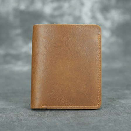 Lysebrun - vertikal - Indenfor og udenfor ren koskind pung kort minimalistisk møntpung Vintage Crazy Horse Læder horisontal lille pung