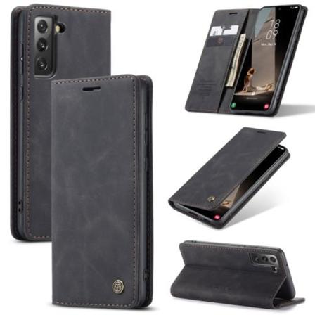 Caseme Samsung Galaxy S21 Fe Fodral Retro Flip Läder Svart