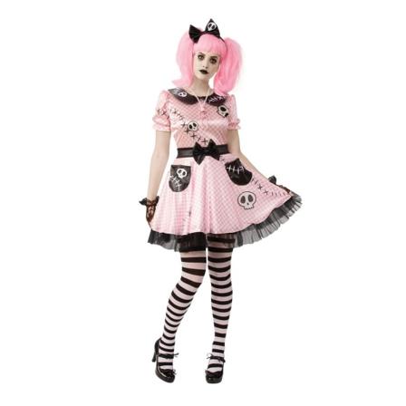 Rubies Skelly Costume Dress L Rosa/svart