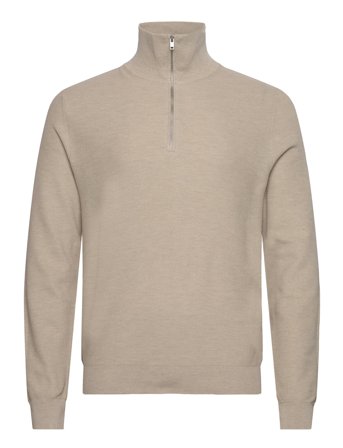 Microstructure Sweater With Zipper Collar Cream Mango