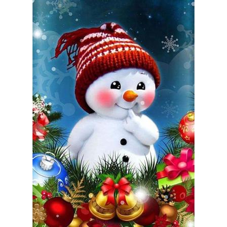 Söt snögubbe jul diamond painting kit, vuxen snögubbe diamant