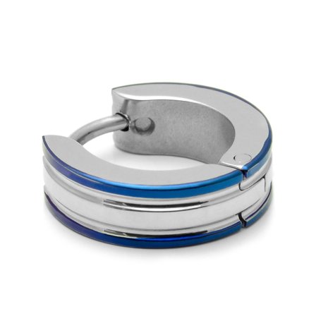 Sentio | Orecchino a cerchio in acciaio chirurgico color argento e blu for Men