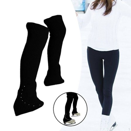 Kunstløp Leggvarmere Høye Fotløse Sokker Myke Lettvekt Mote Dekor Strikket Lange