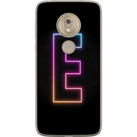 Kompatibel Mobilcover til Motorola Motorola Moto G7 Play Minimalistisk neonbogstav E i lyse farver mod mørk baggrund i moderne og stilren design