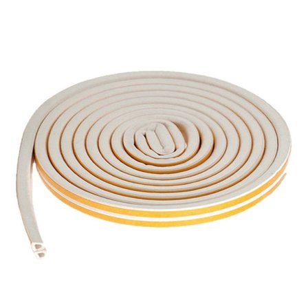 Rull med dørtetningslister, tetningslister - selvklebende skum, hvit