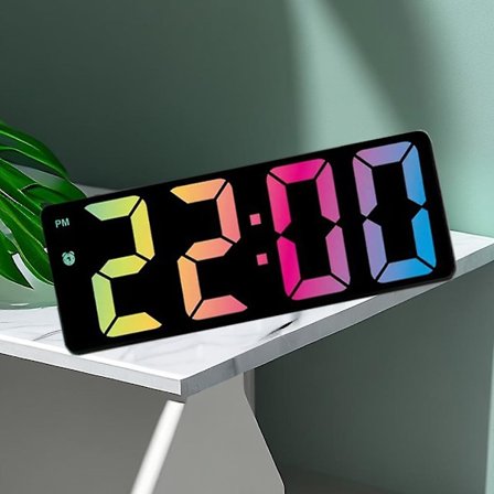 Digitalt vækkeur - LED-ur med stort display til soveværelse, skrivebord og kontor - Temperaturvisning,