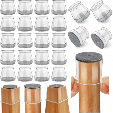 24 stk. Stolben Gulvbeskyttere, Silikone Filt Møbelben Puder Hætter Betræk Til Hårde Trægulve (klar-medium) - Shun