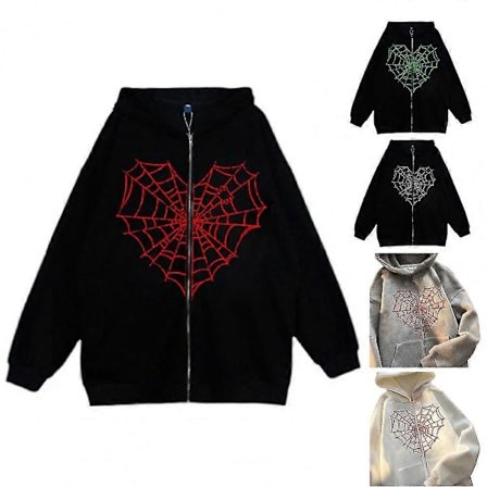 Vetoketjullinen huppari pariskunnalle, hämähäkinverkkopainatus, Halloween-huppari