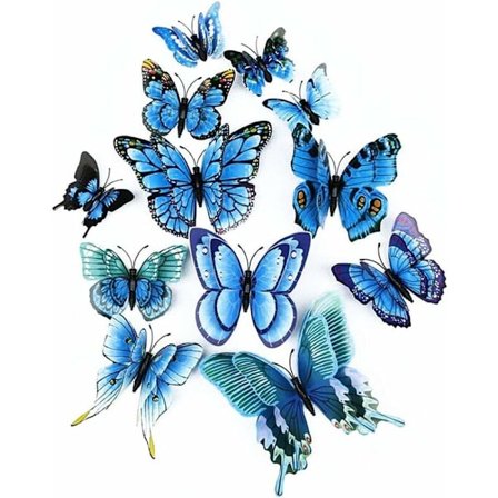 3D Dobbel Vinger Kunstig Sommerfugl, Bryllup/Fest/Hjemmedekorasjon, Håndverk Simulering Sommerfugl, Blandet Sommerfugl Veggklistremerke 6 Farger, 