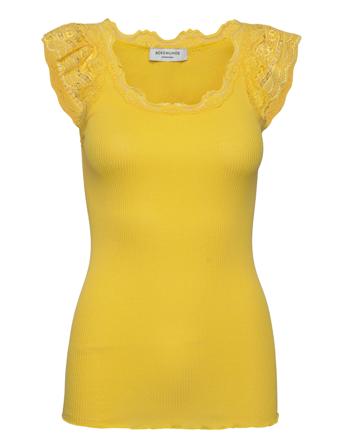 Silk Top W/ Lace T-shirts & Tops Sleeveless Gul Rosemunde*Betinget Tilbud