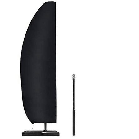 Parasoltrekk, vanntett, vindtett, slitesterkt ripstop Oxford-stoff ekstra stort cantilever-parasolltrekk med glidelås (265 x 40/70 / 50 cm) - svart