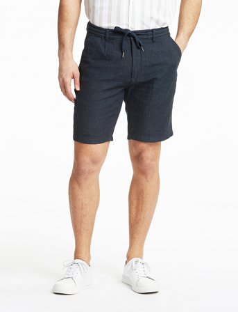 Lindbergh Linen Blend Herringbone Short - Blue - L