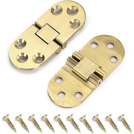 2 solide messinghengsler, skrivebordsskuffhengsel med klaff for bordmodell symaskin, dører og klaffbord med skrue (90 grader)