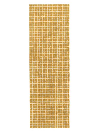 Linn Washable 80X250 Small Yellow/White Checkered Runner Cotton Rug