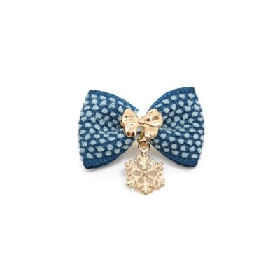 Puppy Angel - Snowflake Pendant Ribbon Hair Pin