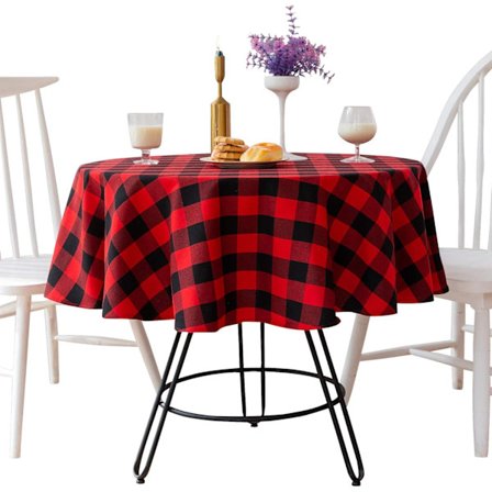 55 tommer bøffelternet rund dug ternet rund borddækning