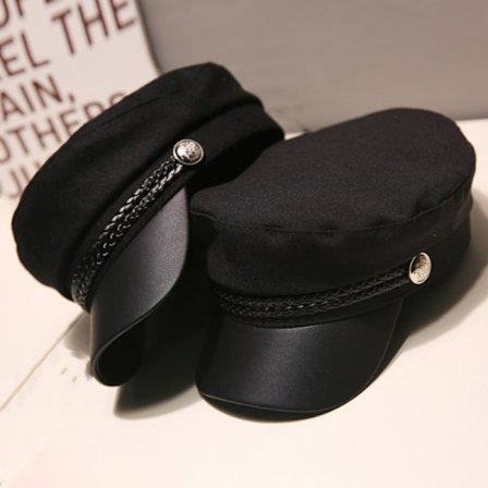 Militærhatt i skinn matroshatter Flat Top Captain Cap Travel C