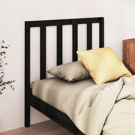 Vidaxl Sänggavel Svart 81x4x100 Cm Massiv Furu Svart