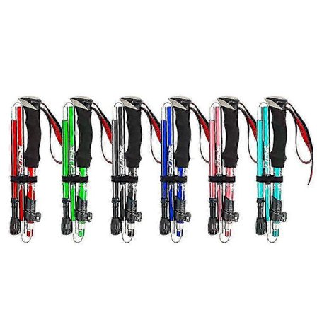 5-delad hopfällbar vandringsstav Trekking Poles Walking Stick Hiking Naturehike Antishock röd 95-110cm