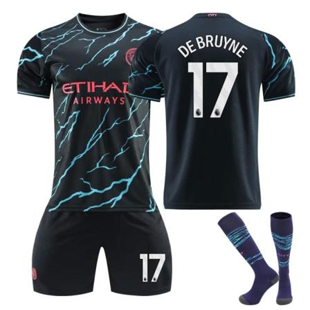 23-24 Manchester City borta barnfotbollsdräkt nr 17 DE BRUYNE S