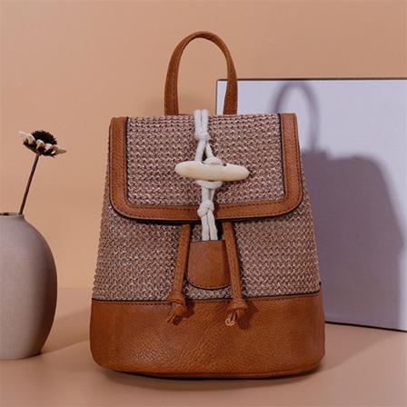 Dam Axelväska Bucket Bag Pp Halmhorn Spänne Dekoration