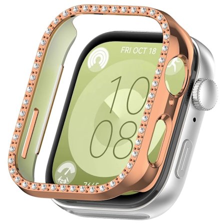 Fodral till Huawei Watch Fit 3 med diamantdekor, halvtäckande ihåligt PC-skydd (FMY)