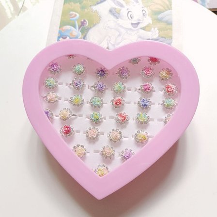 36 stk. (blå og hvidt porcelæn) Justerbare ringe til små piger i