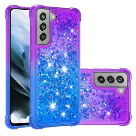Skalo Samsung S21 Fe Kvicksand Glitter Hjärtan Tpu-skal - Lila-b Multifärg