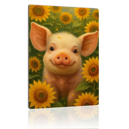 Söpö porsas auringonkukka metallikyltti maatilan eläin seinätaide vintage peltikyltti laatta kodin seinäkoristeeksi