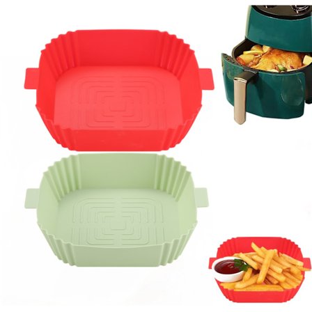 2 kpl silikonisia air fryer -vuokia, neliö, uudelleenkäytettäviä, elintarviketurvallisia, tarttumattomia 3–6 QT:n air fryereille, helposti 
