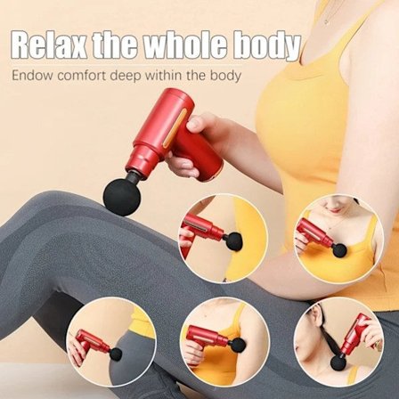 Fascia Gun Genopladelig Muskelmassager Professionel Fitnesskvalitet Mini Fascia Gun Massagepistol med 4 Massagehoveder 6 Gear Sort